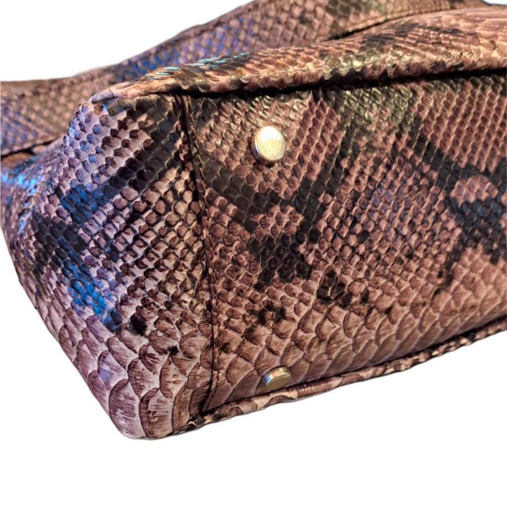 Cavalcanti Leather Python Print Bag - image 4